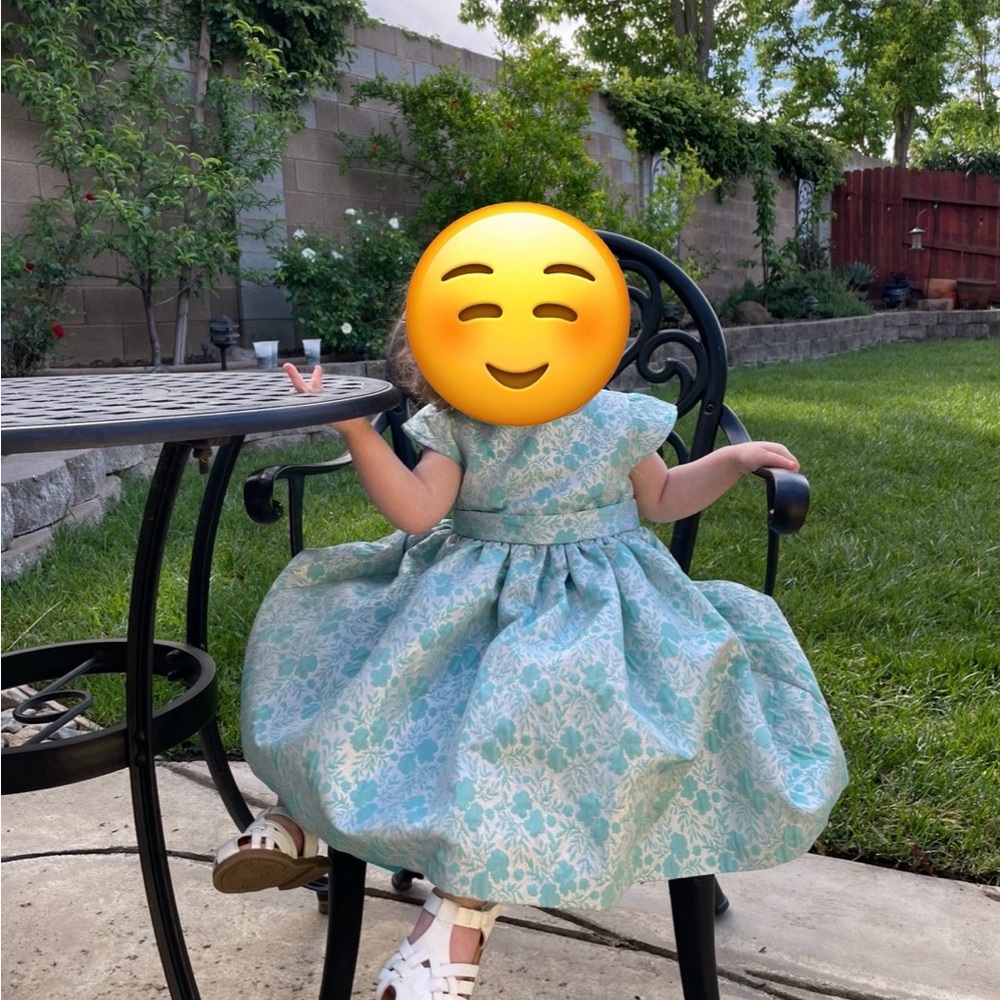 DRESSED UP BY GYMBOREE TODDLER GIRL SPECIAL OCASSION TEAL SILVER DRESS-SZ 18-24M